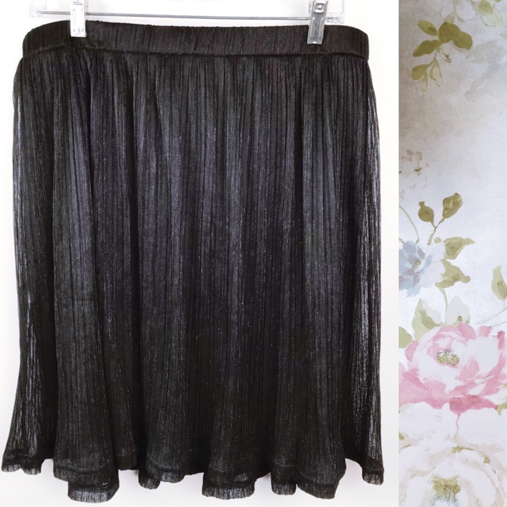 Junarose Black Shimmer Elastic Waist Skirt